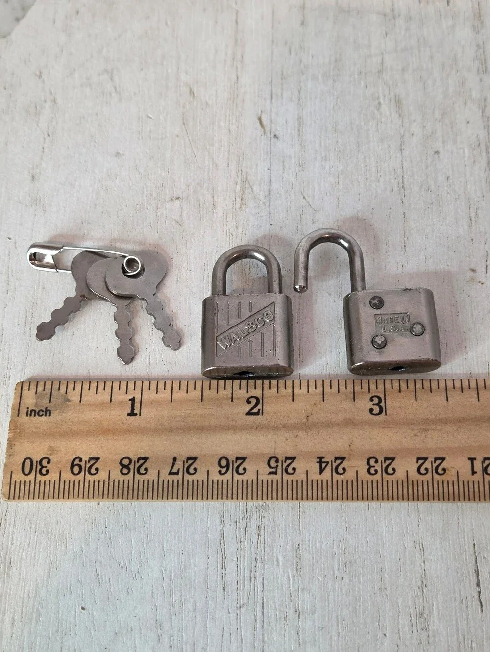 Vintage Walsco Mini Padlock Lot 2 Locks 3 Keys Made in USA MCM Working